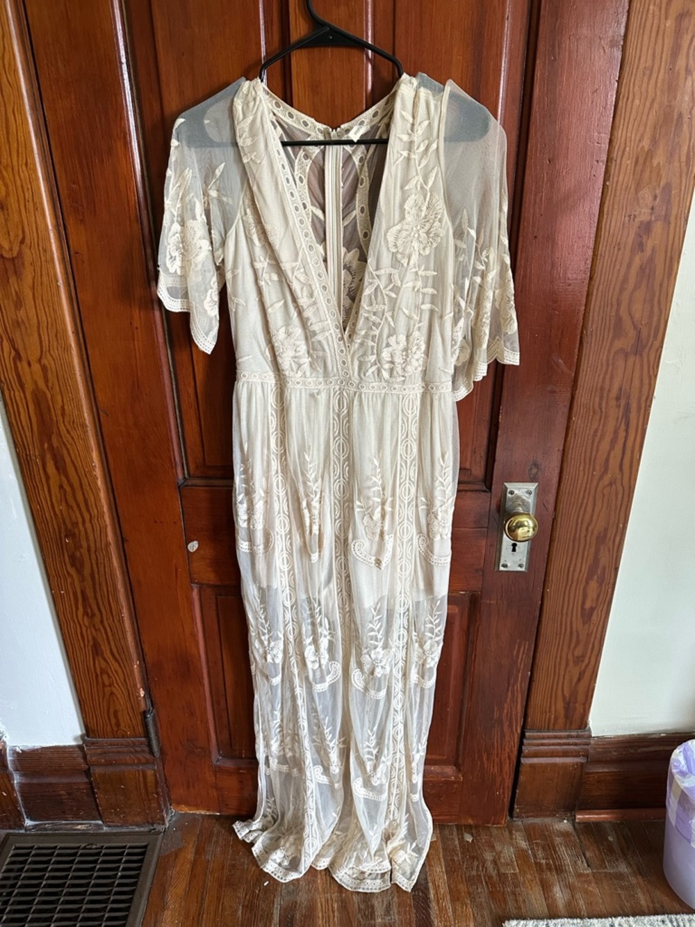 Wishlist Ivory Lace Embroidered Maxi Dress